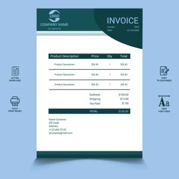 Modern invoice template design Stock Illustration
