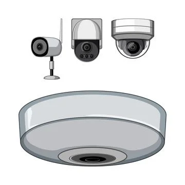 Modern ip security cameras ensuring home and business surveillance Stock Illustration