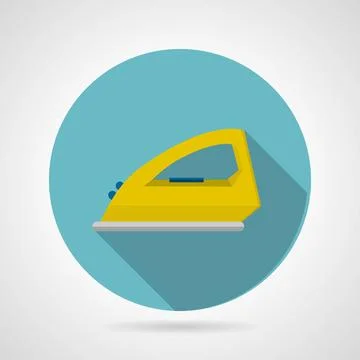 Modern iron flat vector icon Round blue flat vector icon with yellow moder... Stock Photos