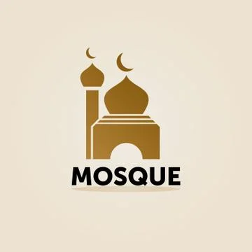 Modern Islamic Mosque Logo - Elegant Brown Mosque Silhouette Stock Illustration
