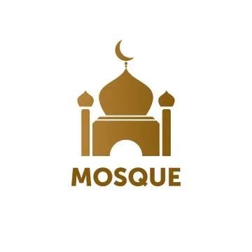 Modern Islamic Mosque Logo - Elegant Brown Mosque Silhouette Illustrazione stock