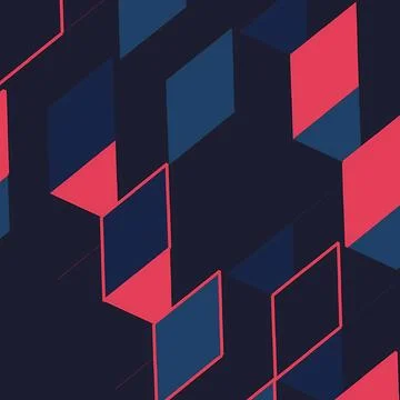 Modern Isometric Abstract Background with Navy Blue and Coral Pink Geometric Illustrazione stock