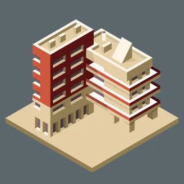 Modern isometric building made as corner - office block Stock Illustration