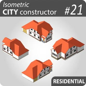 Modern isometric buildings Stock Illustration