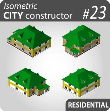 Modern isometric buildings Illustrazione stock