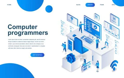 Modern isometric design of Computer Programmers Stock Illustration