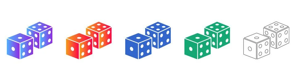 Modern Isometric Dice Icon Set Stock Illustration