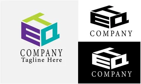 Modern Isometric Hexagon Logo - Abstract 3D Cube Letter ETQ Corporate Identity Stock Illustration