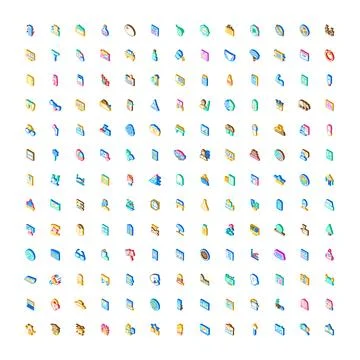 Modern isometric icon collection for digital design applications Stock Illustration