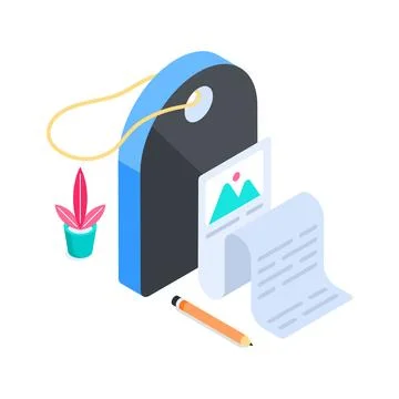 Modern isometric illustration of mobile app development showing construction Stock Illustration