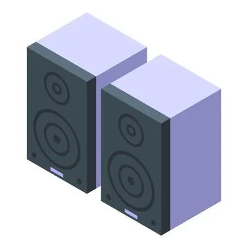 Modern, isometric illustration of a pair of stereo speakers with a minimalist Stockillustratie