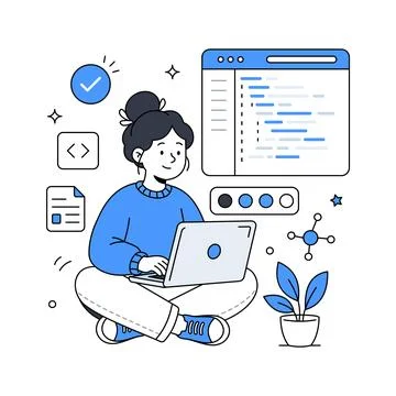 Modern isometric illustration of software development and digital code Stock Illustration