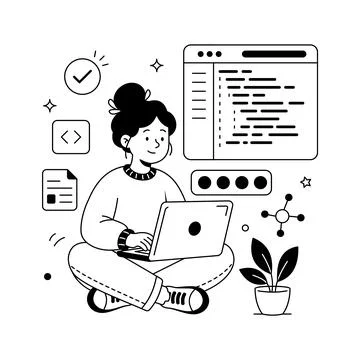 Modern isometric illustration of software development and digital code Stock Illustration