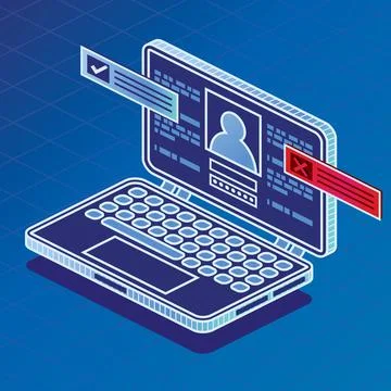 Modern Isometric Laptop Computer. Stock Illustration