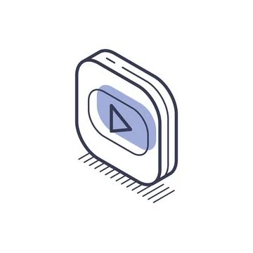Modern isometric line icon features a play button, designed to be clear and d Illustrazione stock