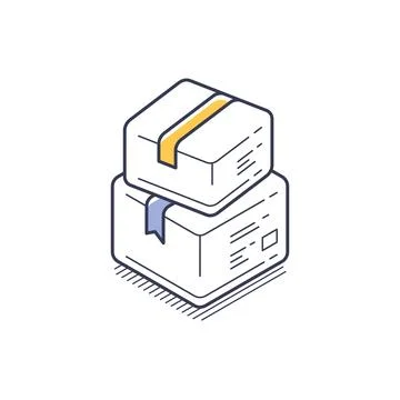 Modern isometric line icon representation of stacked boxes for infographics Stockillustratie