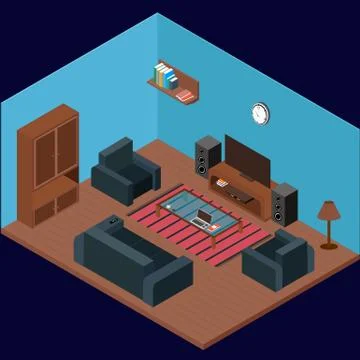 Modern Isometric Room Stock Illustration