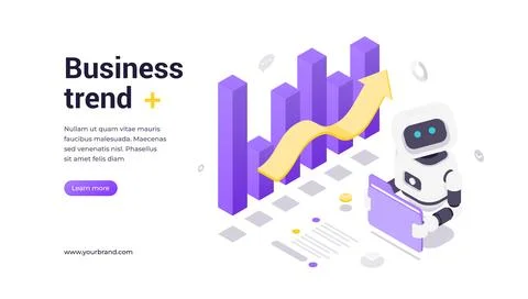 Modern isometric vector banner template for business trend automation and AI  Stock Illustration