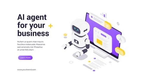 Modern isometric vector banner template for AI business automation and intell イラスト素材