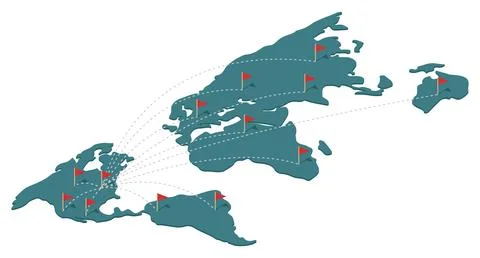 Modern isometric world map vector illustration depicting global networks, shi Stock Illustration