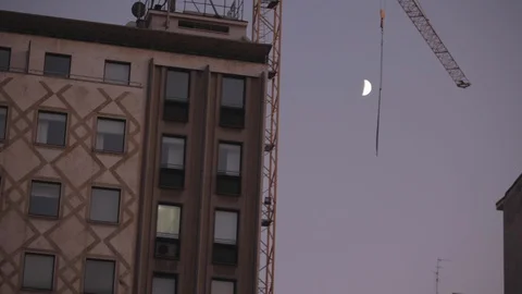 Modern Italian building and construction crane Stock Footage