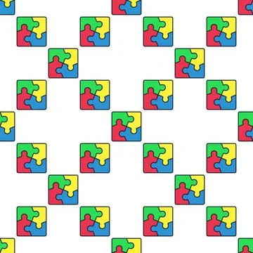 Modern Jigsaw Puzzle creative vector colored seamless pattern Stock Illustration