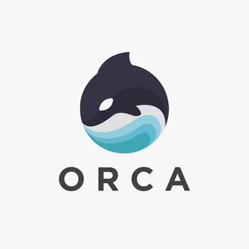 Modern jumping orca killer whale logo icon vector on white background Stock Illustration