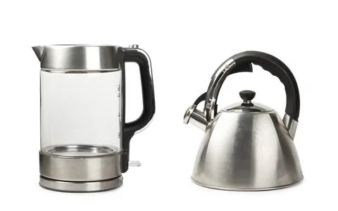 Modern kettle isolated on white background . Stock Photos