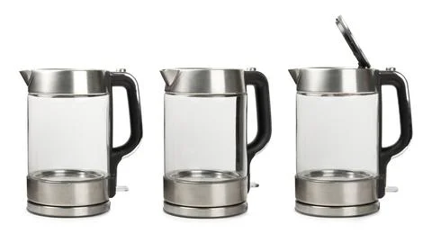Modern kettle isolated on white background . Stock Photos