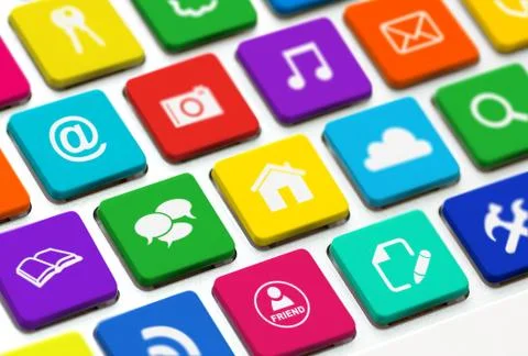 Modern keyboard with colored buttons Stock Illustration