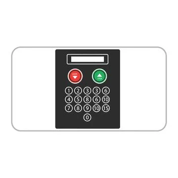 Modern keypad elevator panel with up down arrows and number buttons Ilustración de archivo