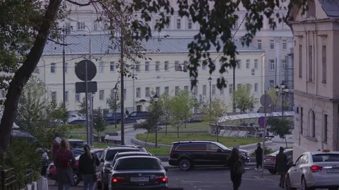 Modern Khitrovskaya Square in Moscow Stock Footage
