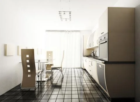 Modern kitchen 3d render Stock Illustration
