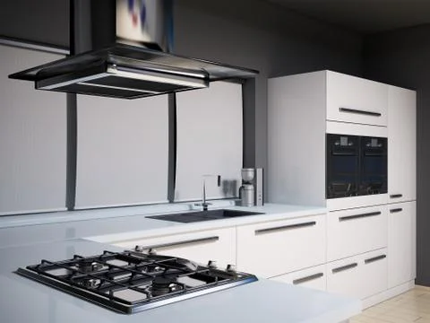 Modern kitchen 3d render Stock Illustration