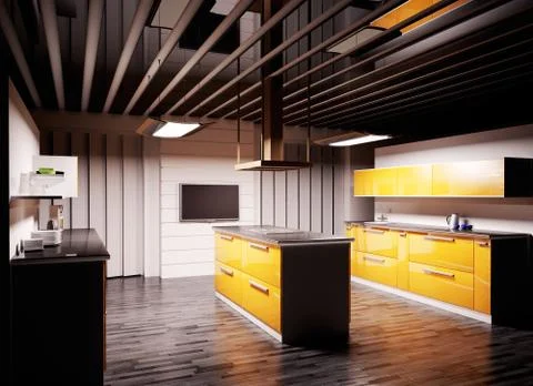 Modern kitchen 3d render Illustrazione stock