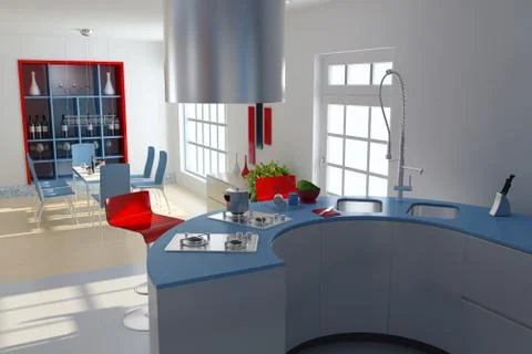 Modern kitchen and dining room Stock Illustration