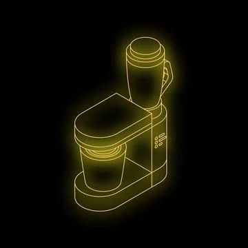 Modern kitchen appliance food processor glowing neon style illustration Stock Illustration