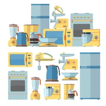 Modern kitchen appliances set. Vector illustration in flat style design Stock Illustration