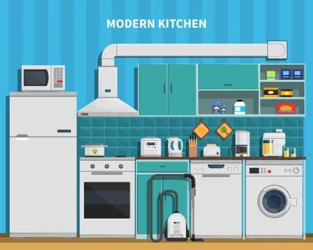 Modern Kitchen Background Stock Illustration