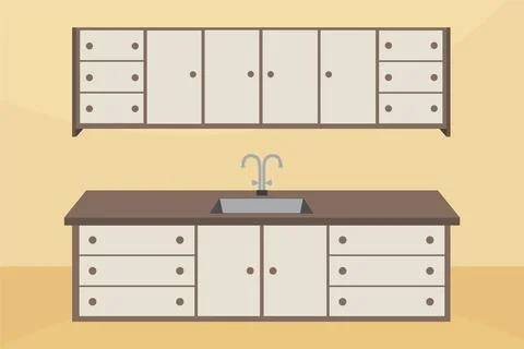 Modern kitchen cabinets illustration Stock Illustration