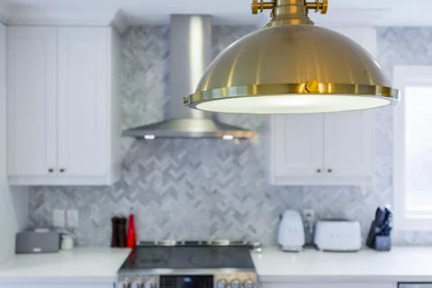 Modern kitchen clean interior design Stock Photos