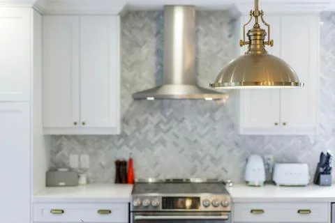 Modern kitchen clean interior design Stock Photos