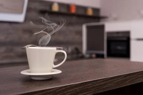 Modern kitchen with coffee. Stock Photos