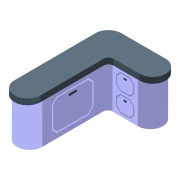 Modern kitchen counter with electrical outlets and cabinets isometric view Stock Illustration