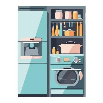 Modern kitchen equipment , isolated on flat backdrop Stock Illustration