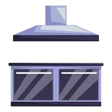 Modern kitchen extractor hood over empty stove top being ready for cooking Stock Illustration