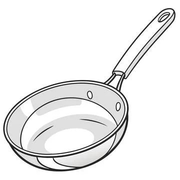 Modern Kitchen Frying Pan Vector Illustration Stock Illustration