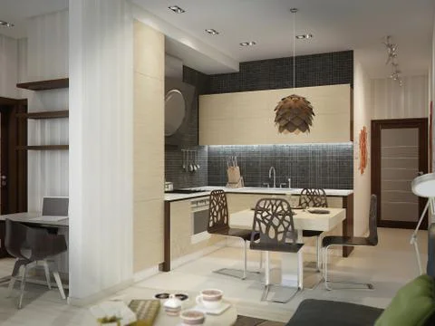 Modern kitchen house interior Illustrazione stock