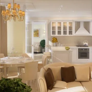 Modern kitchen house interior Illustrazione stock