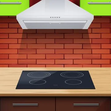 Modern kitchen with Induction hobs and hood Stock Illustration